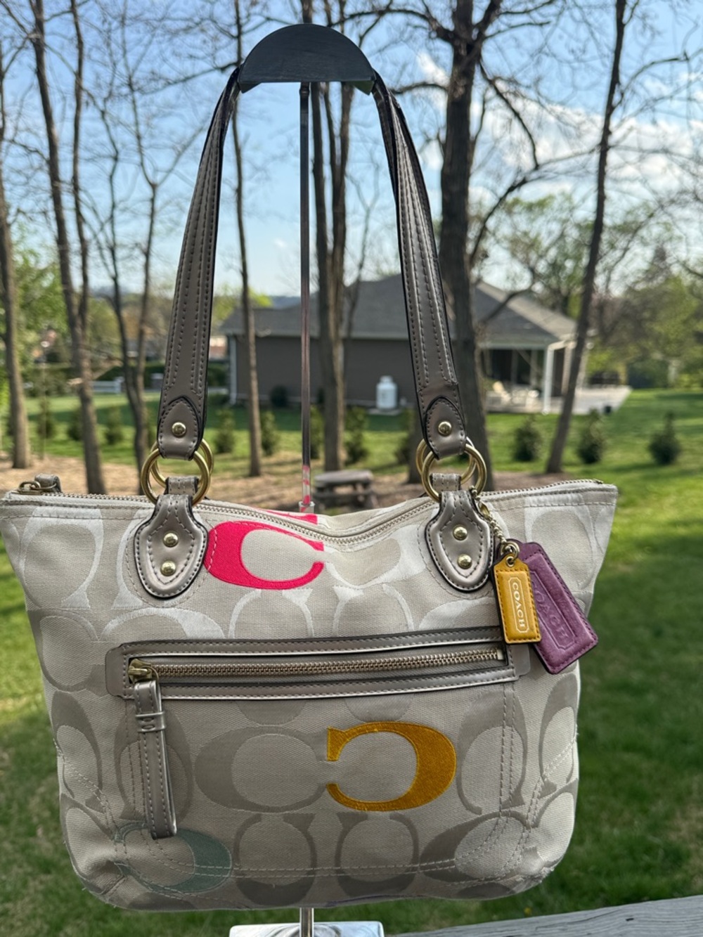Coach Vintage Poppy Canvas Embroidered Signature Tote/Shoulder Bag (L1220-23521)